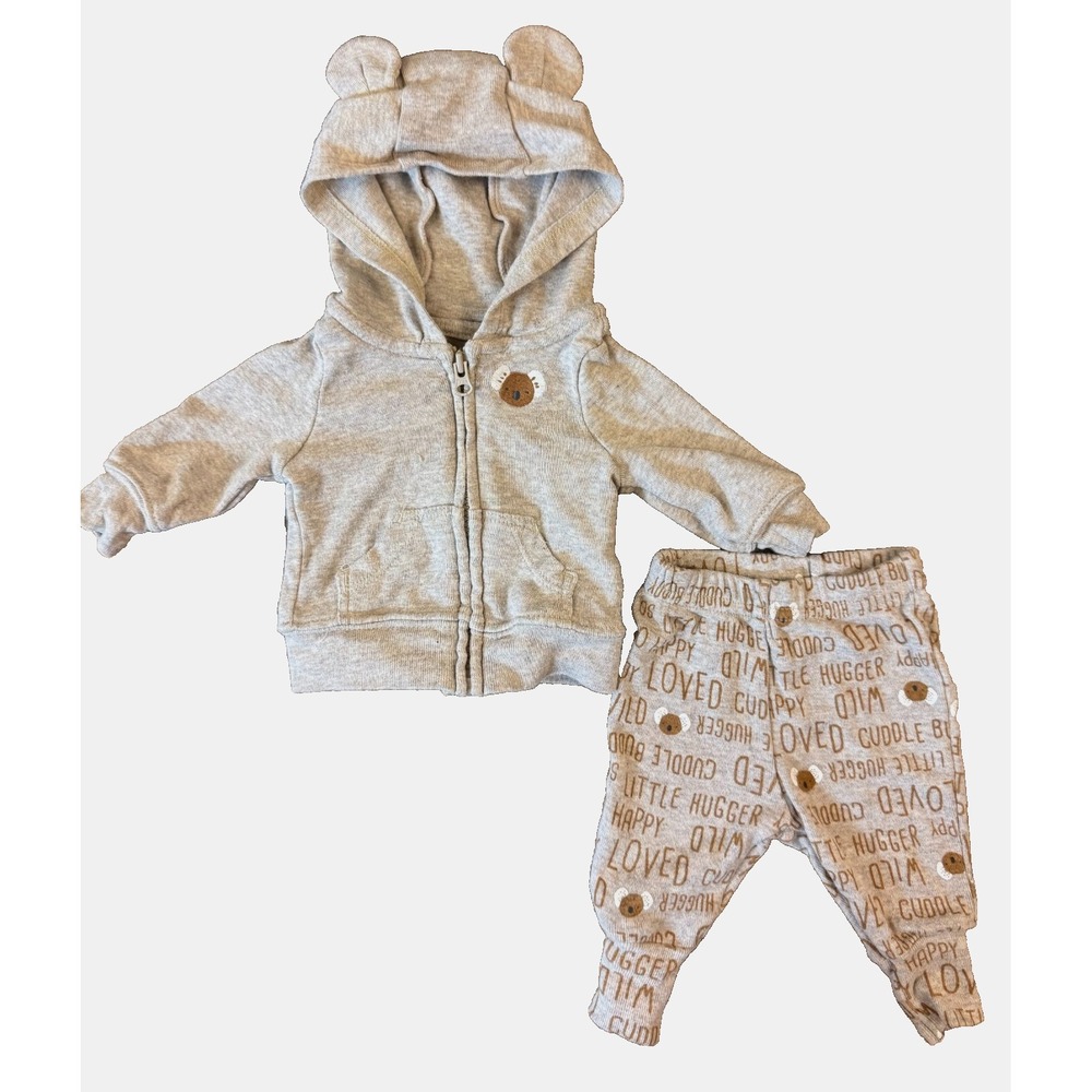Child of Mine‎ Preemie Baby Boy Outfit Jacket Pants Hoodie Hooded Bear Ears